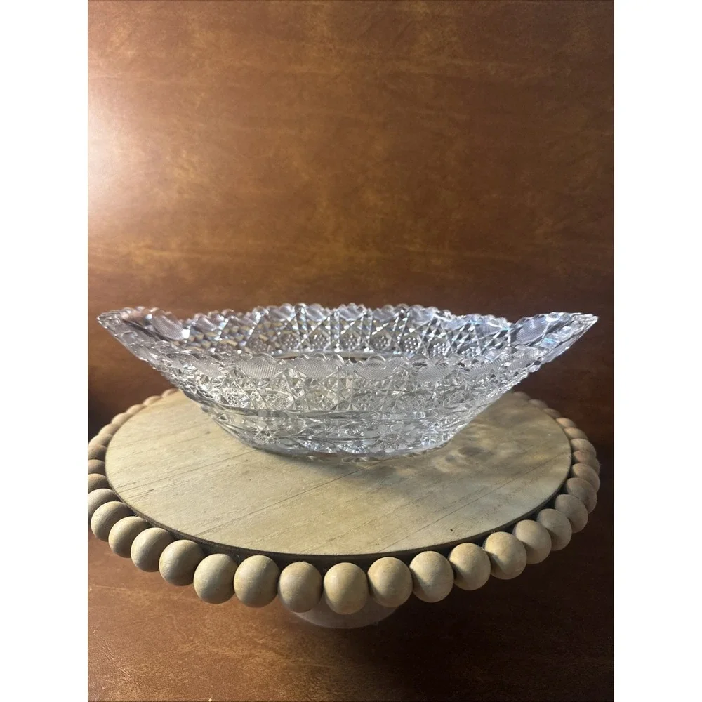 ANTIQUE ABP AMERICAN BRILLIANT PERIOD CUT GLASS CRYSTAL BOWL 12X7